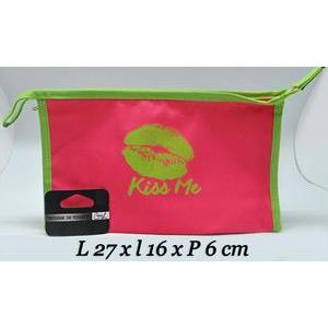 Trousse de toilette imprimée - L 27 x H 6 x l 16 cm - Rose, vert