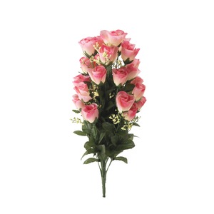 Bouquet piquet de 24 roses et gypsophiles artificielle - Hauteur 60 cm - Rose
