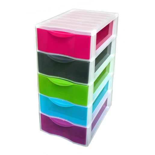 Tour De Rangement 5 Tiroirs 36 X 26 X H 61 Cm Multicolore