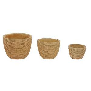 POT CIMENT EFFET PANIER X3