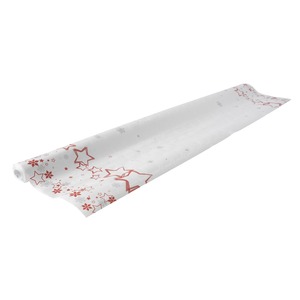 Nappe étoilée en papier - 1,18 x 6 mètres - Blanc et rouge