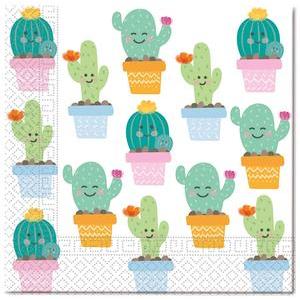 20 serviettes jetables cactus - 33 x 33 cm