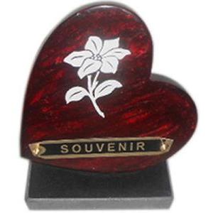 Plaque funéraire cœur sur socle - Rouge