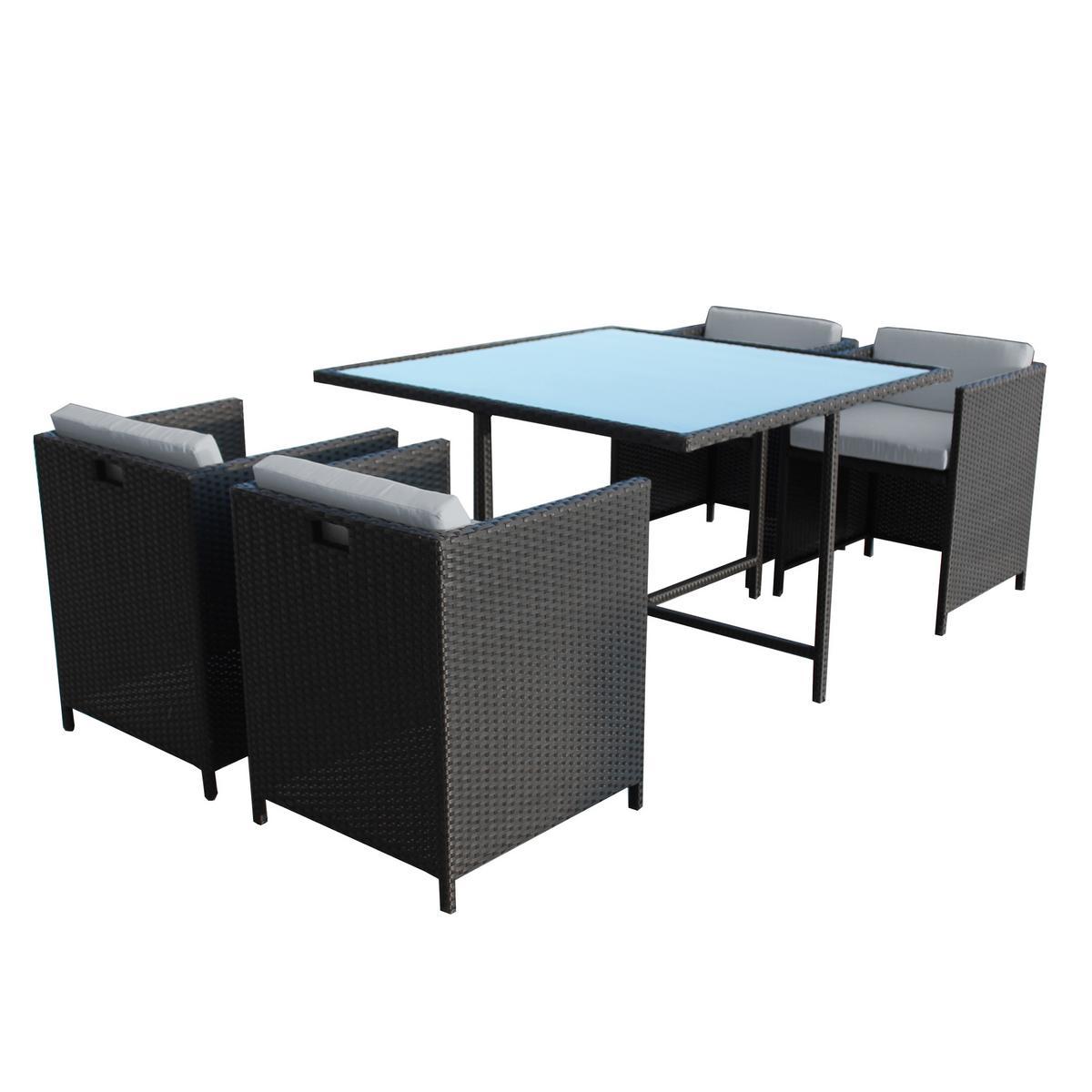 salon de jardin 4 fauteuils table tendance ethni color la foir fouille