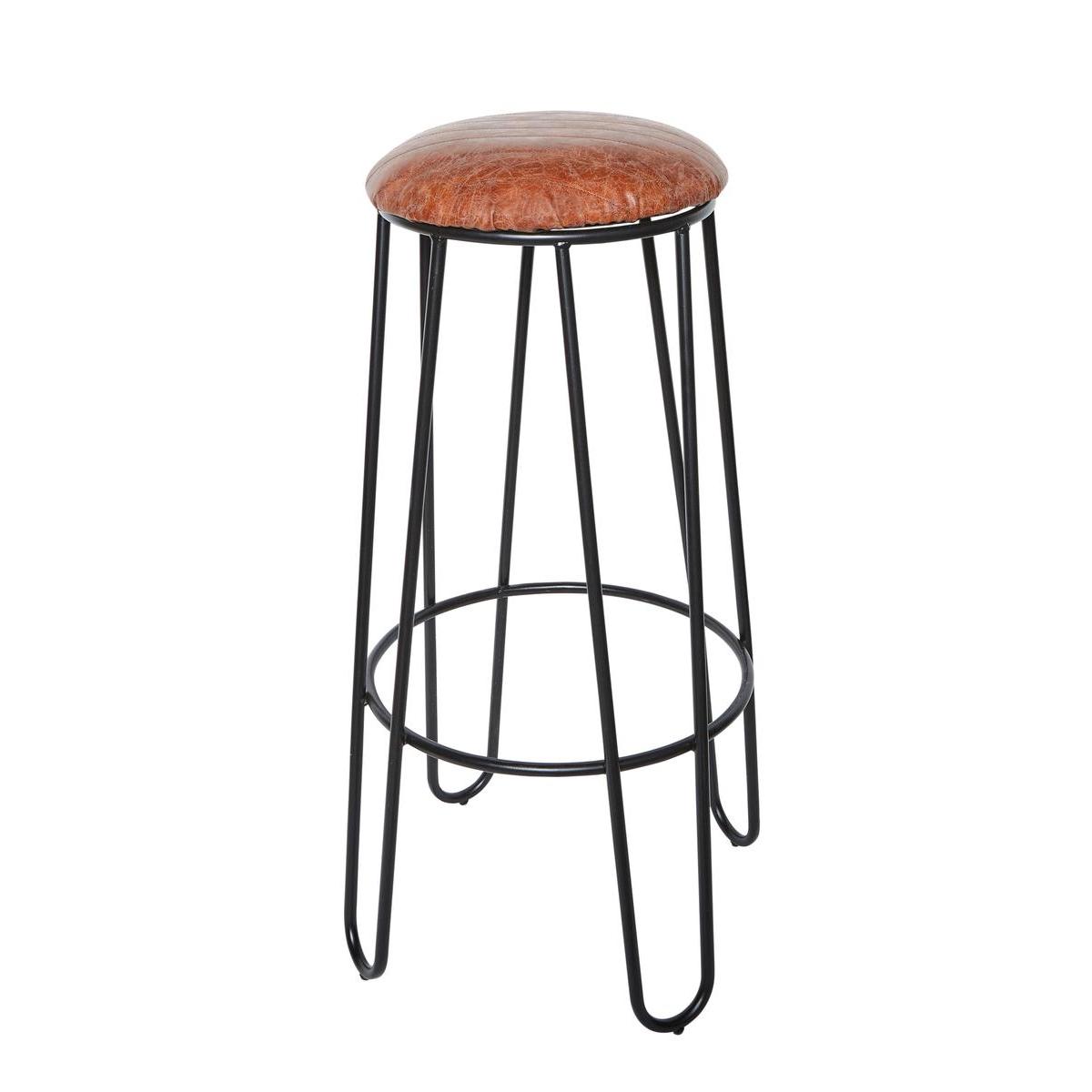 Tabouret de bar vintage - ø 30 cm - Marron, noir Tabouret de bar vintage - ø 30 cm - Marron, noir