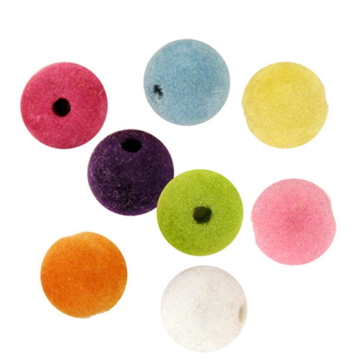 Perles acryliques velours 8 couleurs 35 g - 14 mm - Multicolore