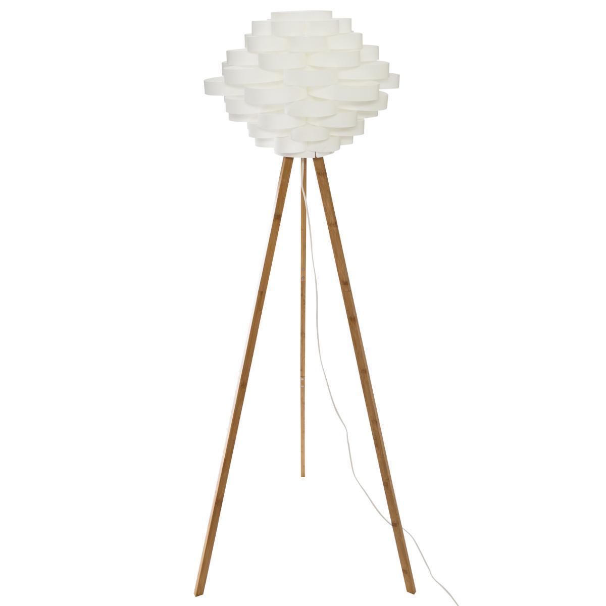 Lampadaire trepied bambou lydia blanc H 153