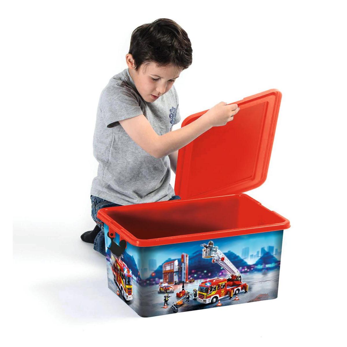 Boîte de rangement Playmobil Pompier - Plastique - 40 x 34 x H 17 cm -  Multicolore