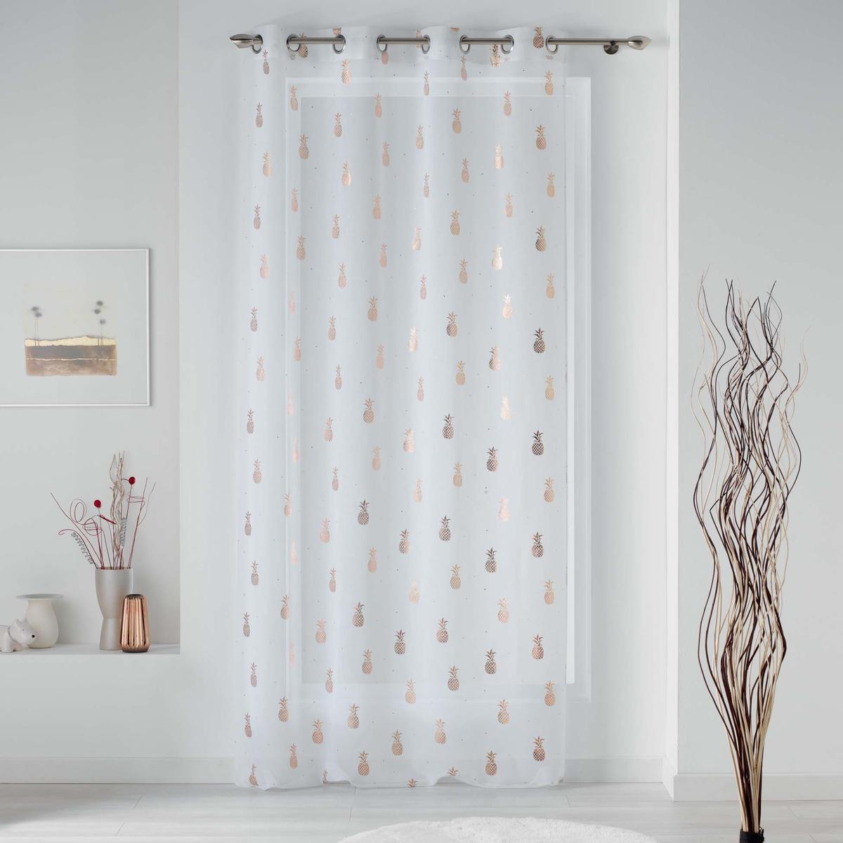 panneau voilage a œillets 130 x 240 cm blanc jaune rose rideaux et voilages la foir fouille