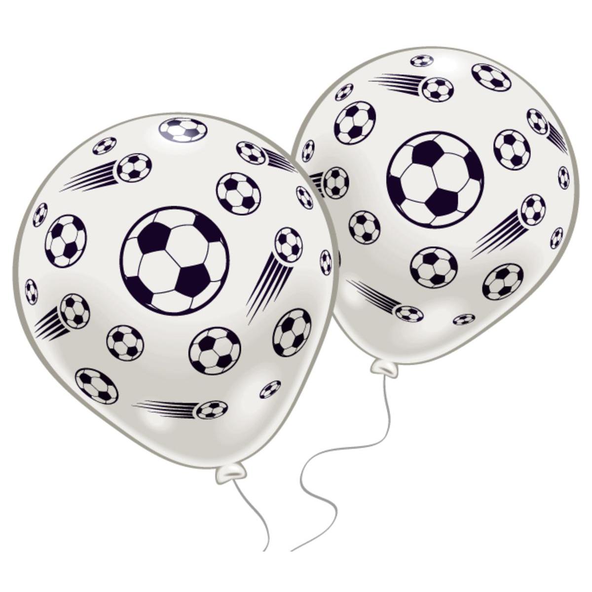 6 ballons décor foot - 25 cm - Noir, blanc