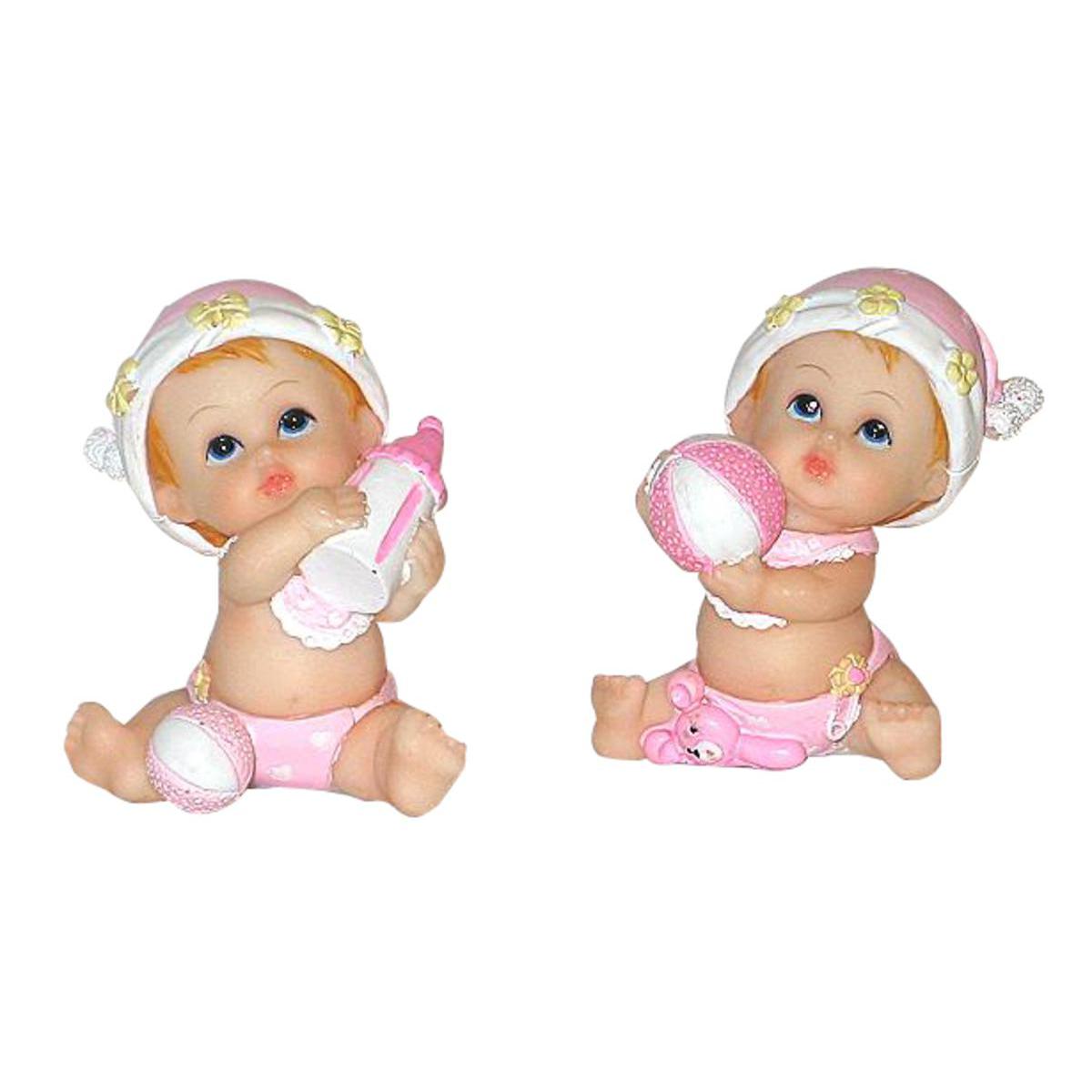 Sujet fille avec son biberon - Résine - 6,5 cm - Rose Sujet fille avec son biberon - Résine - 6,5 cm - Rose