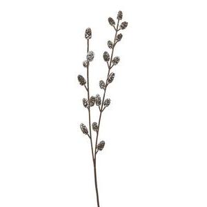 Branche de pommes de pin enneigée synthétique - H 69 cm