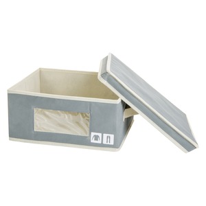 Boîte de rangement à anses - 33 x 28 x H 15 cm - Gris
