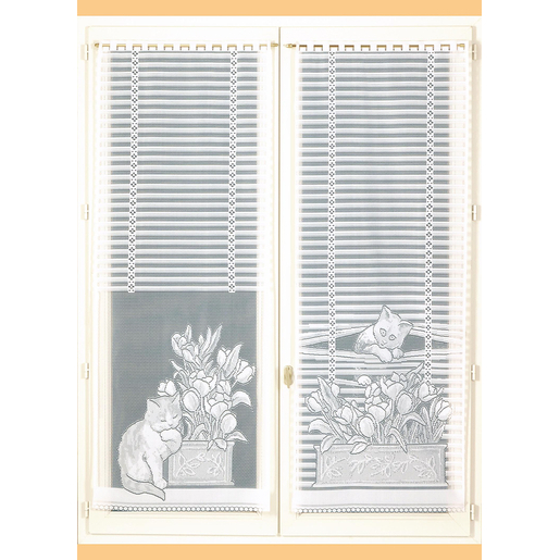 Panneau voile maille Chats store - 60 x 160 cm - Blanc Panneau voile maille Chats store - 60 x 160 cm - Blanc