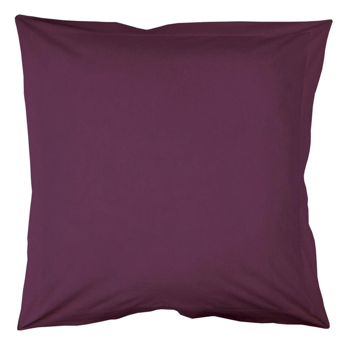 Taie d'oreiller volant plat 100% coton 57 fils 63 x 63 cm - violet Taie d'oreiller volant plat 100% coton 57 fils 63 x 63 cm - violet