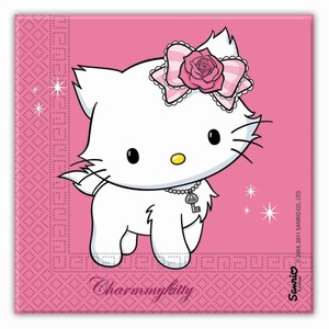 Lot de 20 serviettes Charmmy Kitty en Pate de Cellulose - 33 cm -Multicolore
