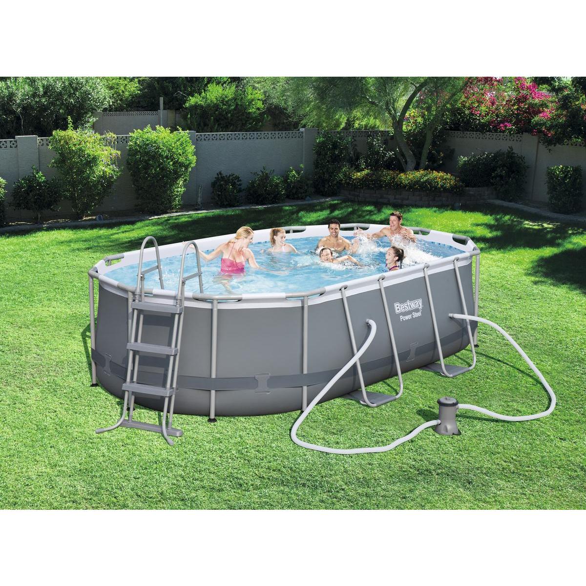piscine tubulaire ovale power steel avec pompe echelle diffuseur 427 x 100 x 250 cm gris bestway piscines tubulaires la foir fouille