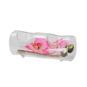 Bougeoir tube en verre 2 Orchidées roses