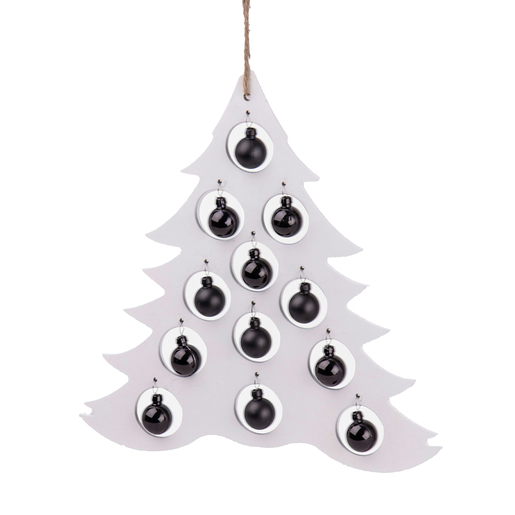 Suspension Sapin Et Boules Mdf Plastique Blanc Gris Noir Decoration De Sapin De Noel La Foir Fouille