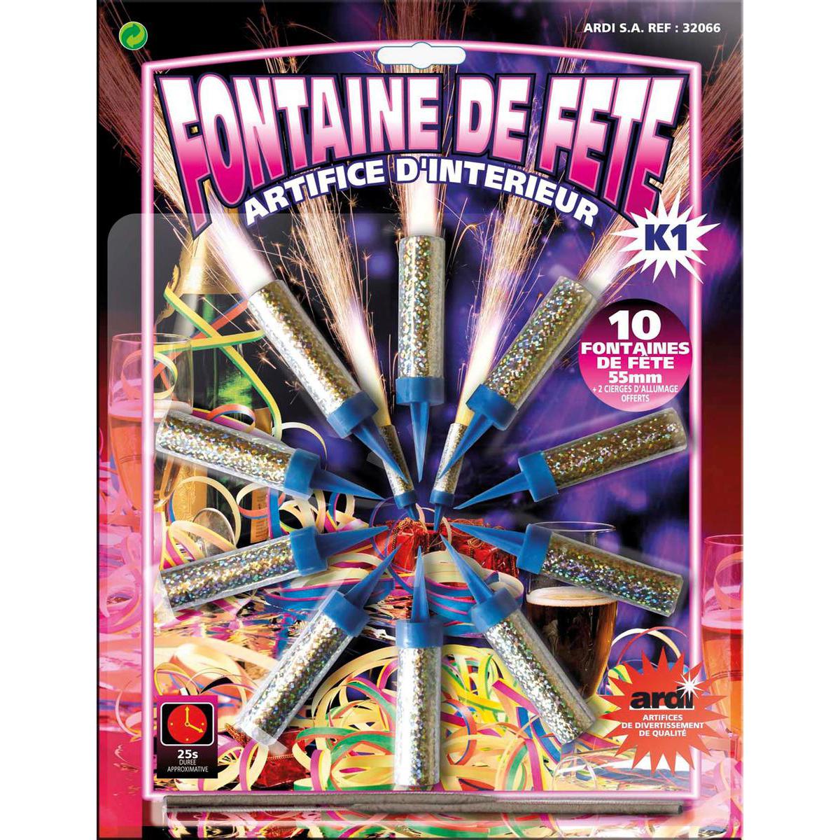 10 fontaines de fêtes - Poudre explosive - 21 x 9,5 cm - Multicolore