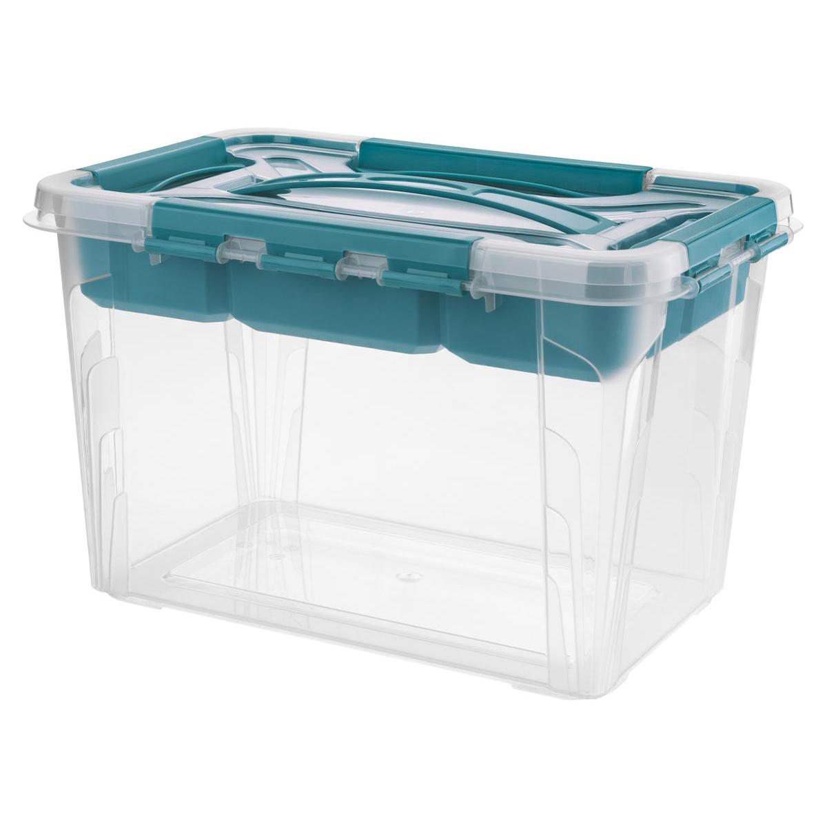 Boîte de rangement avec compartiment amovible - Différents formats - 6.6 L  - Vert, transparent - HUBERT&HILDA