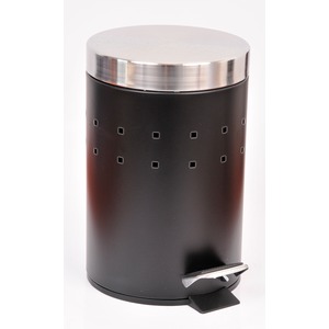 Poubelle de salle de bain à pédale en acier inoxydable - 3 litres - Noir