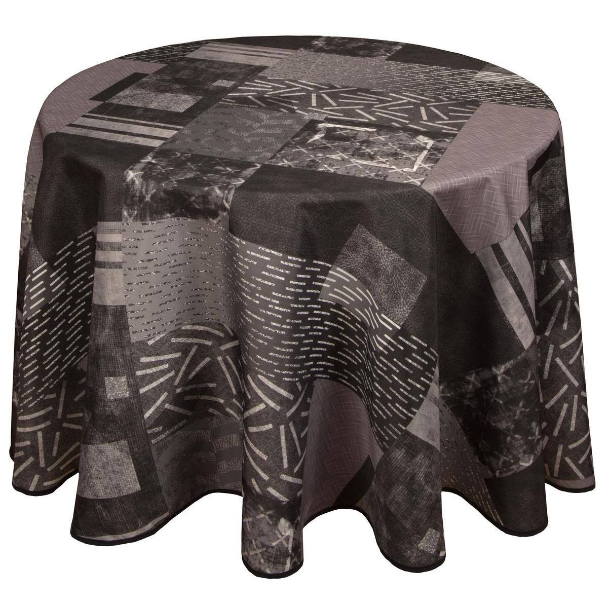 Toile cirée ronde - 100 % Polyester - Ø 180 cm - Gris Toile cirée ronde - 100 % Polyester - Ø 180 cm - Gris