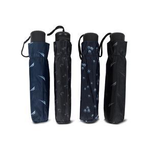 Parapluie manuel court canne gris rayé noir + bordeau - L 5 x H 24.5 x 3.5