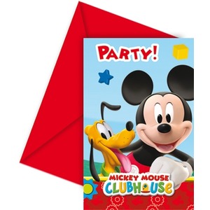 Lot de 6 cartes d'invitation Playful Mickey en carton - 11 x 21,5 cm - Multicolore