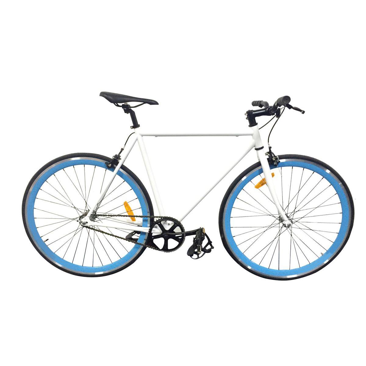Velo fixie- Acier - 164 x 60 x 95 cm - Blanc et bleu Velo fixie- Acier - 164 x 60 x 95 cm - Blanc et bleu