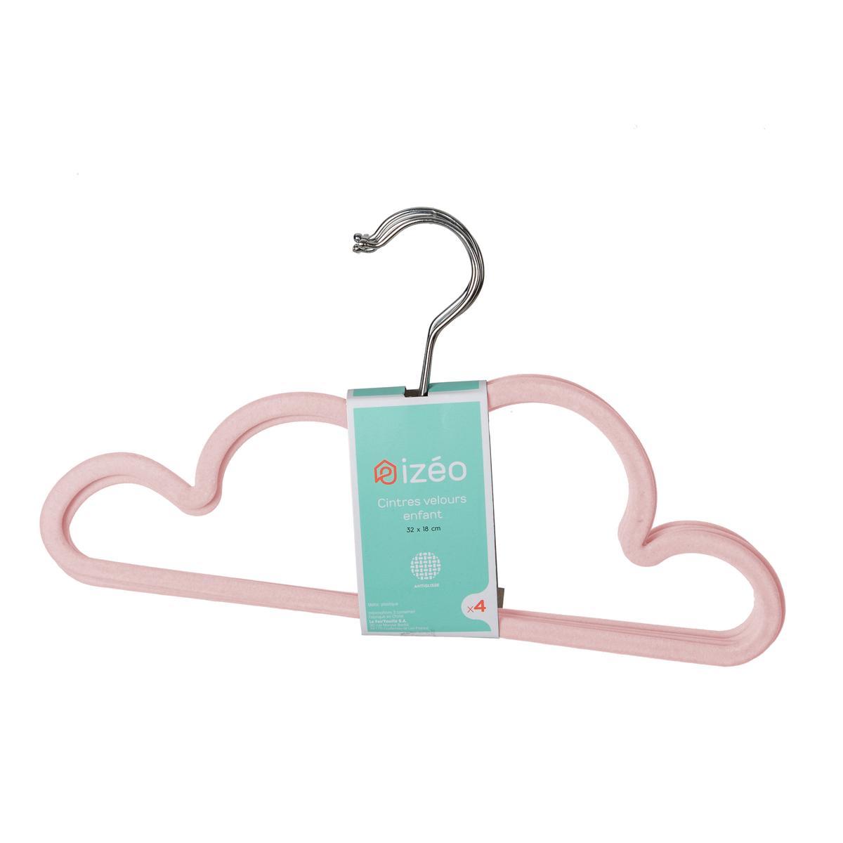 4 cintres enfant Nuage - L 28 x H 18.5 cm - Rose