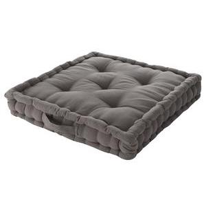 Coussin de sol - 100 % coton - 50 x 50 x H 10 cm - Gris anthracite