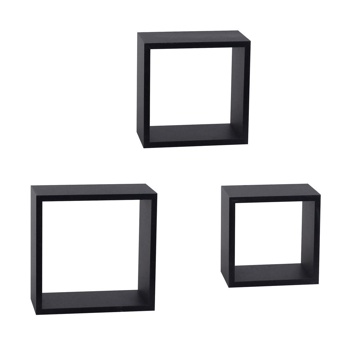 3 étagères murales cubes - Noir 3 étagères murales cubes - Noir