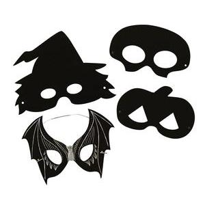 4 masques à gratter - 16 à 20 cm - Noir