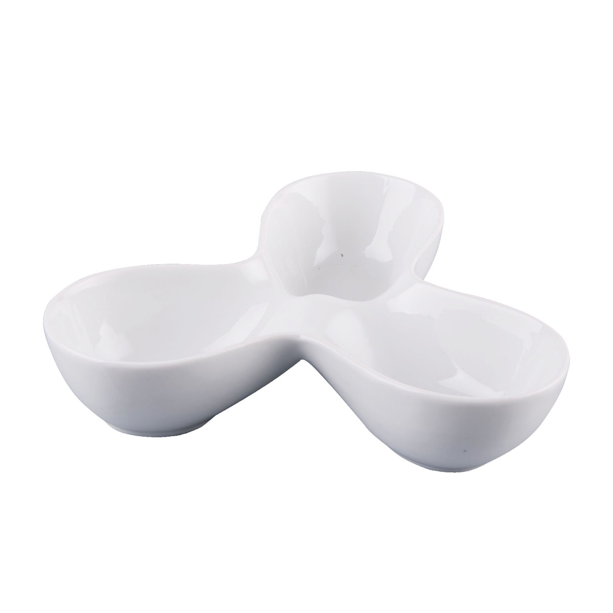 Plat 3 compartiments en porcelaine - 19 x 19 x H 4,8 cm - Blanc Plat 3 compartiments en porcelaine - 19 x 19 x H 4,8 cm - Blanc