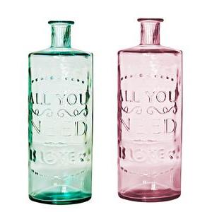 Vase en verre recyclé - H 40 cm - Rose, Transparent