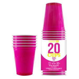 20 gobelets à Beer Pong 53 cl - Plastique - Rose - 350 g