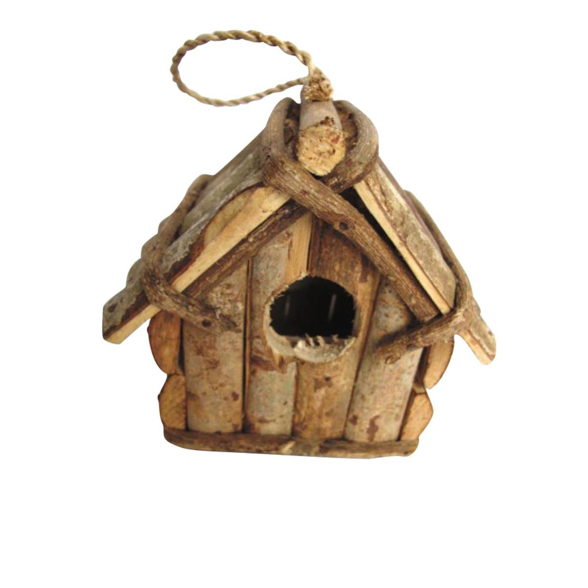 Mini maison en bois - Bois - 14 x 12 x H 9 cm - Marron