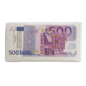 Serviette en papier billets Euro x10 pièces - Multicolore