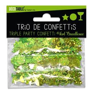 Trio de confettis vert excellence
