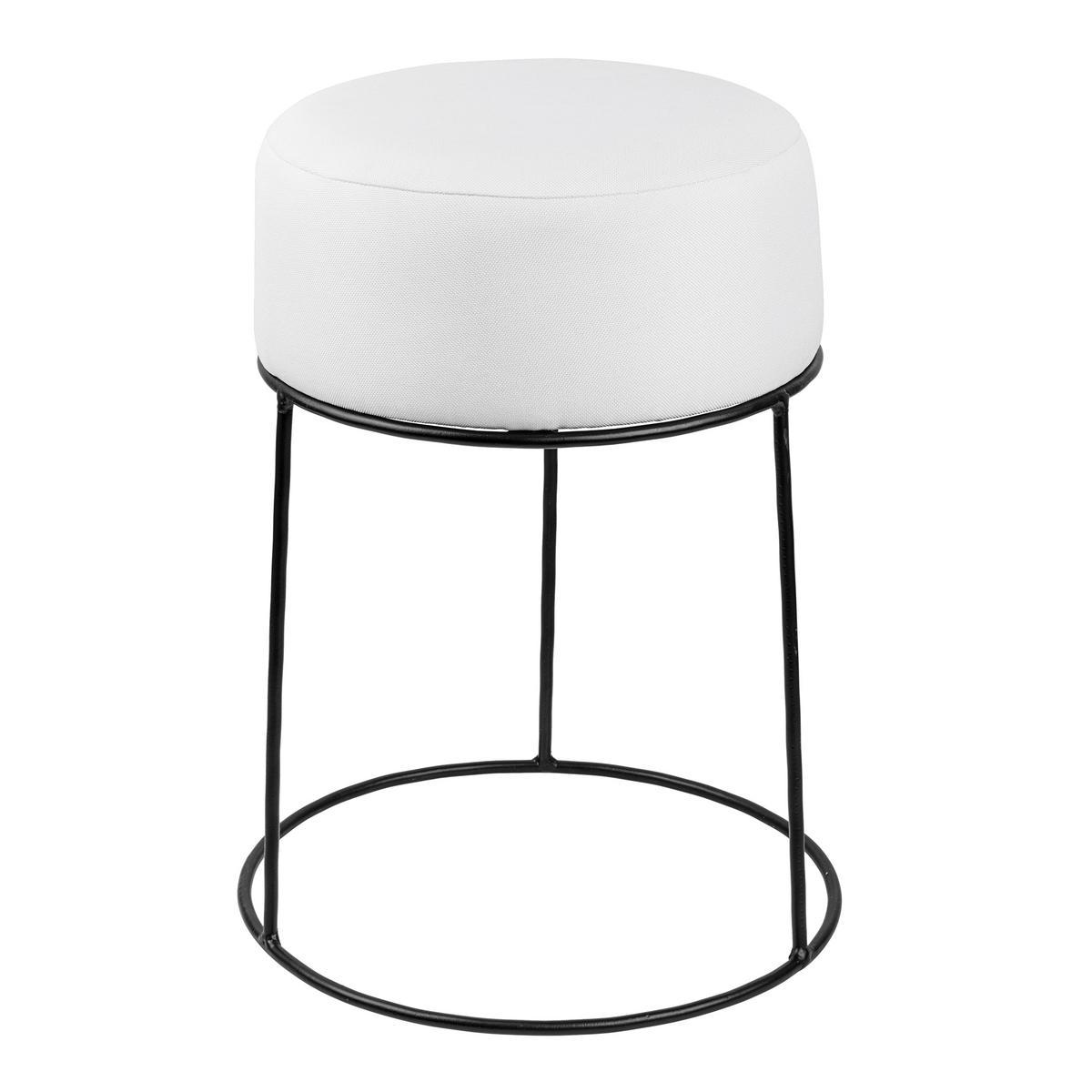 Tabouret contemporain - Métal et polyester - ø 35 x H 44 cm - Noir et blanc Tabouret contemporain - Métal et polyester - ø 35 x H 44 cm - Noir et blanc