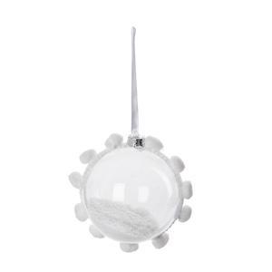 Boule de Noël neige et petit pompon - ø 8 cm