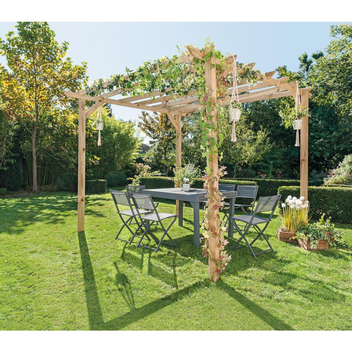 Pergola Wood - 300 x 300 x H 244 cm - Marron Pergola Wood - 300 x 300 x H 244 cm - Marron