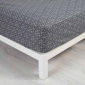 Drap-housse 2 personnes - 140 x 190 cm - Gris anthracite et blanc