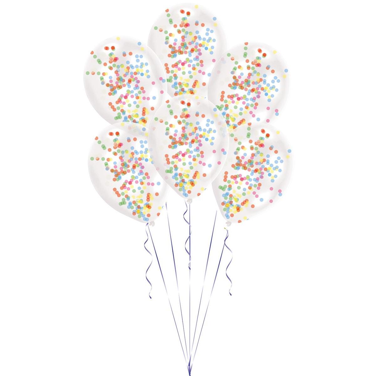 6 ballons à remplir de confettis - L 18.5 x l 10.5 cm - Or, transparent