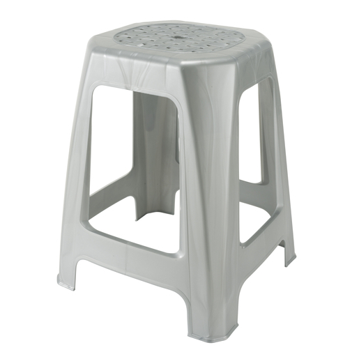 Tabouret En Plastique 29 X 26 X H 46 Cm Gris Rangement