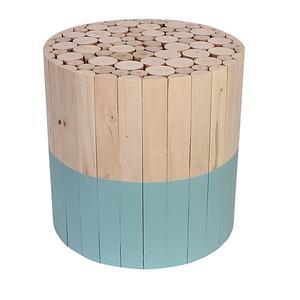 Tabouret rond en bois bicolore - Différents modèles - ø 30 x H 30 cm - Bleu, beige - HOME DECO FACTORY