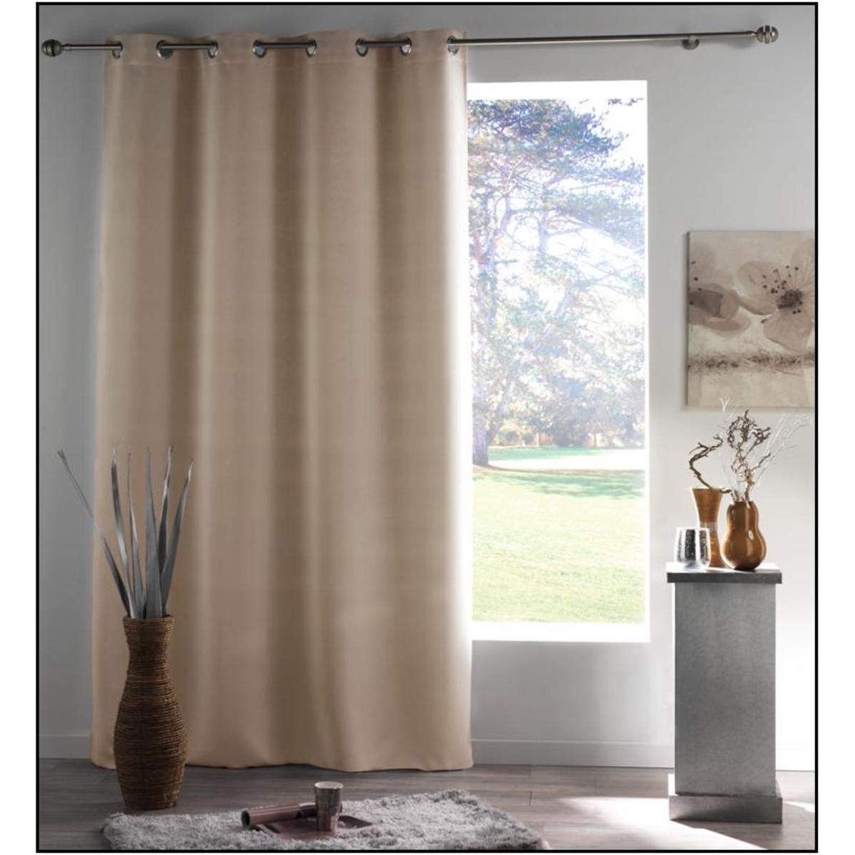 Panneau occultant à œillets - 100% polyester - 140 x 260 cm - Marron taupe Panneau occultant à œillets - 100% polyester - 140 x 260 cm - Marron taupe