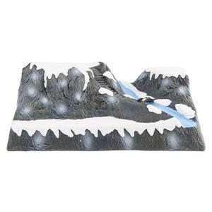 Accessoire village, décor rivière - Papier maché - 50 x 30 x H 20 cm - Gris, blanc et bleu