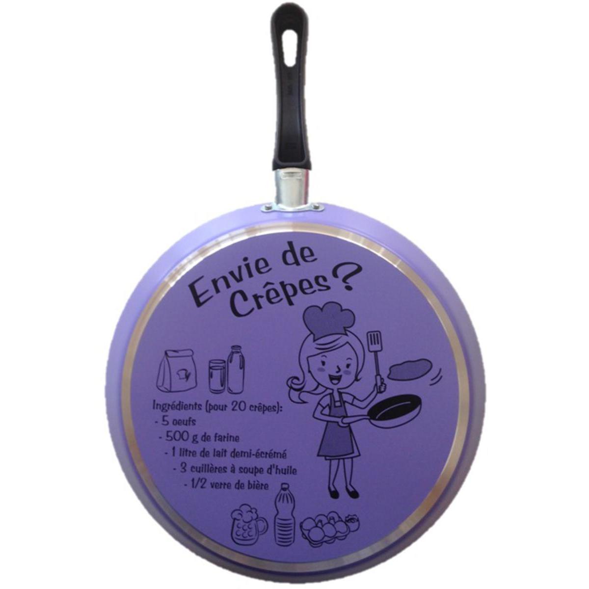 Crêpière sérigraphiée - Aluminium et polypropylène - Ø 28 cm - Violet parme Crêpière sérigraphiée - Aluminium et polypropylène - Ø 28 cm - Violet parme